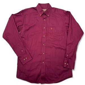 Ariat Button Down Shirt Mens Small Red Western Cowboy Long Sleeve Heavy Cotton